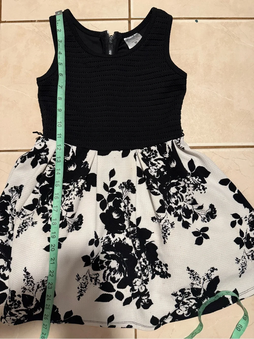 Beautees Black & White Floral Fit-and-Flare Dress